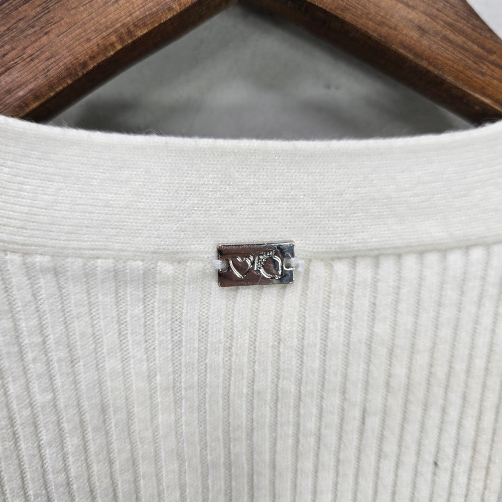 For Love & Lemons Ribbed Knit Nina Cardigan Sweater S Lace Trim Coquette Preppy - Picture 3 of 10